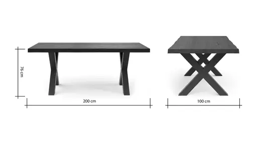 Esstisch Clifton - LB ca. 200x100 cm, Zerreiche massiv, Smoke