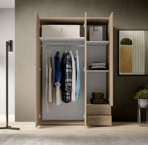 Drehtürenschrank- B ca. 120 cm, Eiche Dekor