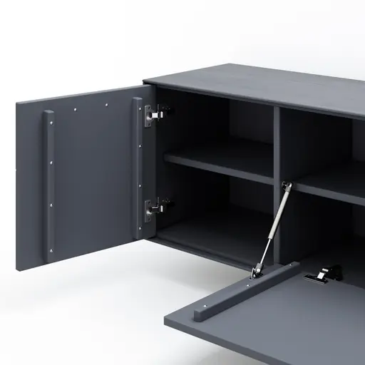 Lowboard Estana - Eiche massiv, Anthrazit 