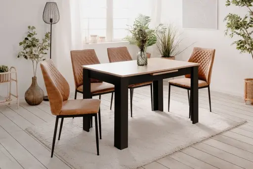 Esstisch - ausziehbar, LB ca. 125x80 cm, Artisan Eiche Nachbildung, Schwarz