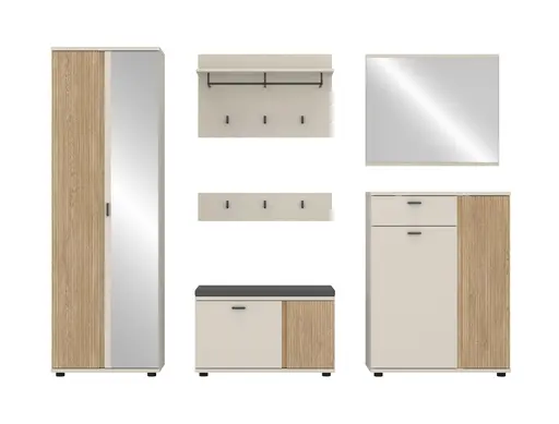 Sitzbank Mosano - inkl. Sitzkissen, B ca. 80 cm, Kaschmir, Cremona Eiche Nachbildung