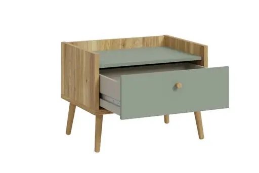 Nachtkonsole FIRELL- Eiche Dekor, Graugrün