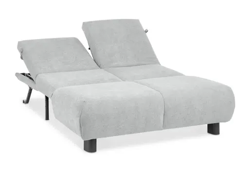  Faltsofa EBBY - 2-Sitzer ohne Armlehne, 140 cm inkl. Schlaffunktion/Relaxfunktion, Stoff, Grau