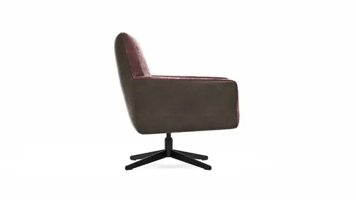 Drehsessel Matina - Größe M, Leder&Stoff, Nougat, Weinrot