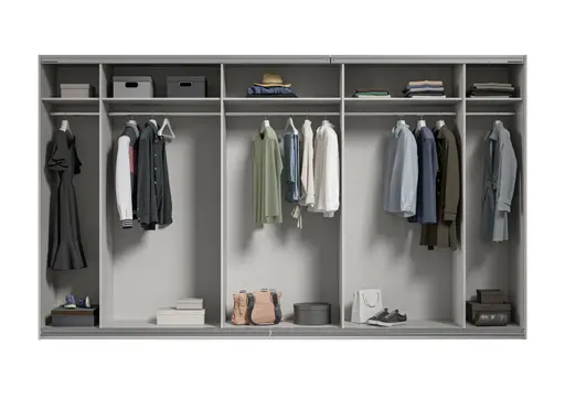 Schwebetürenschrank RIVASA- B ca. 361 cm, Champagner, Spiegel