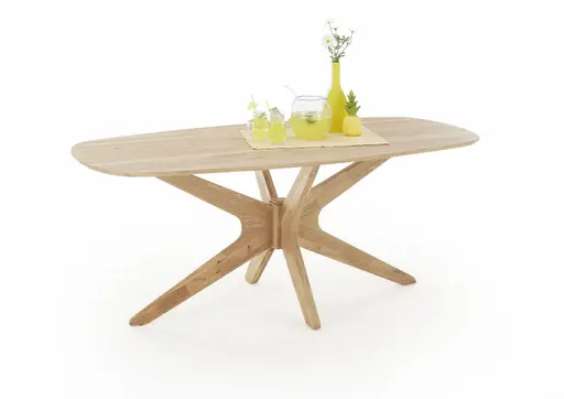 Esstisch - LB ca. 200x100 cm, Wildeiche massiv geölt, Schweizer Kante