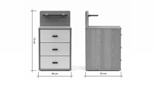 Nachtkommode Lenoso - Glas Champagner