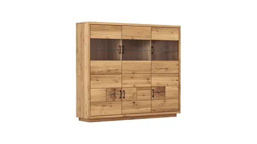 Highboard Hartford - Eiche massiv, mit Hirnholzapplikation