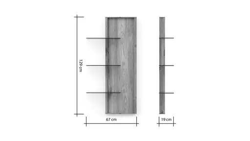 Wandregal Saratoga - rechtsseitig, Wildeiche massiv, natur geölt