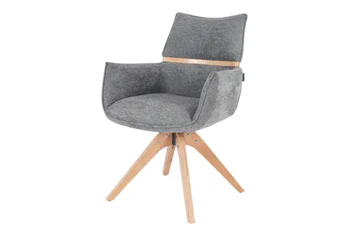 Armlehnstuhl MAROU - drehbar, Stoff, Graublau