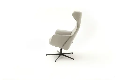 Sessel Kian - Leder, Steingrau, Gestell Schwarz