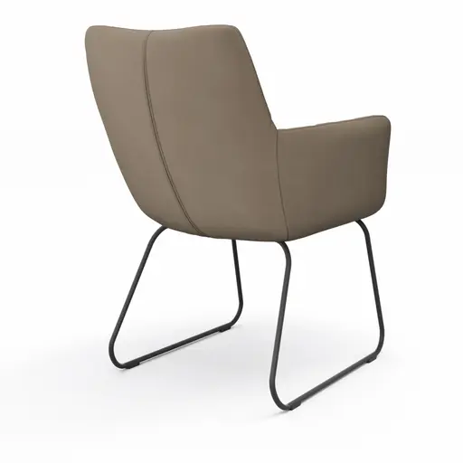 Armlehnstuhl Nashville - Leder, Taupe