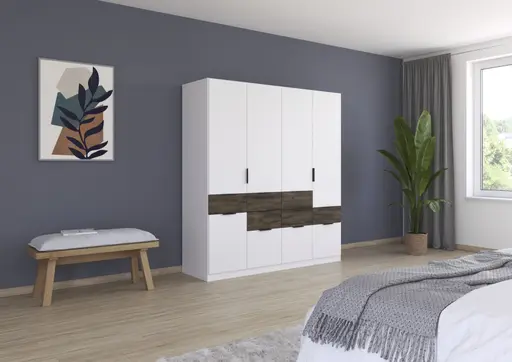 Drehtürenschrank RAAS- B ca. 181 cm, Weiß, Vintage