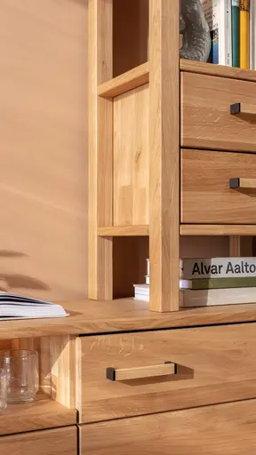 Wohnwand Elara - Eiche massiv, legno geölt