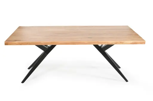 Esstisch - LB ca. 180x90 cm, Eiche massiv geölt, Baumkante, Schwarz