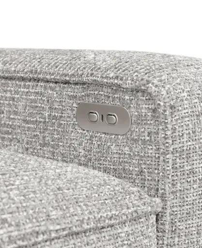 Ecksofa - Longchair links mit 2-Sitzer, Sitzvorzug motorisch, Stoff, Silbergrau