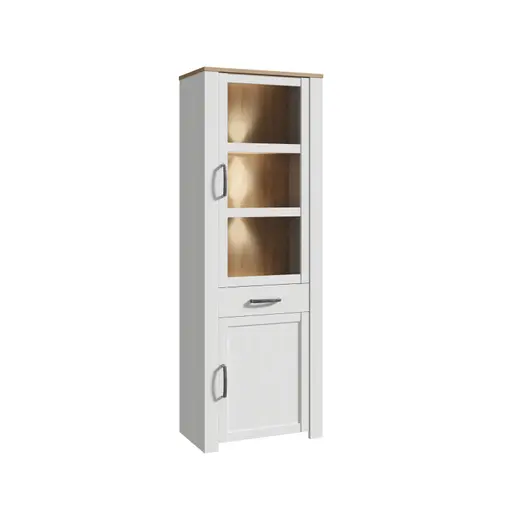 Vitrine FELLIAN- B ca. 71 cm, Weiß, Eiche Dekor