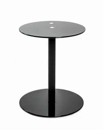 Beistelltisch- LB ca. 50x50 cm, Metall, Glas, Schwarz, Lackiert