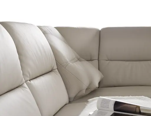 Wohnlandschaft EM St. Gallen - Hocker links, Relax-Eckteil, 3-Sitzer rechts, Leder, Natur