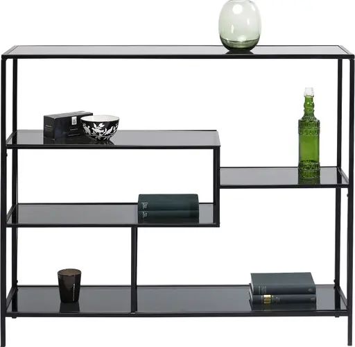 Regal- B ca. 115 cm, Stahl, pulverbeschichtet, Schwarz, Glas, Schwarz
