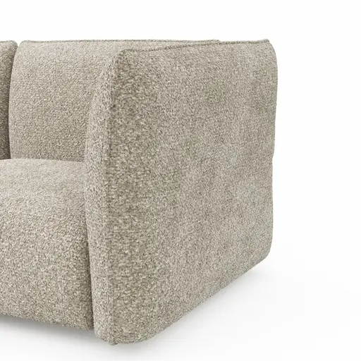 Trapezsofa Motone - Ecke links mit 2-Sitzer, Stoff, Beige