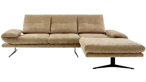 Ecksofa Lucero 2.0 - 2-Sitzer mit Longchair rechts, Stoff, Cognac