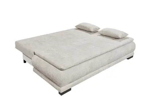 Schlafsofa - 3-Sitzer inkl. Schlaffunktion mit Bettkasten, Stoff, Hellgrau