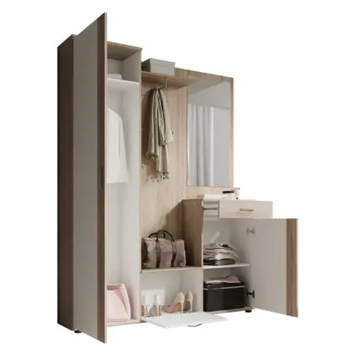 Kompaktgarderobe - Sonoma Eiche Nachbildung, Weiß