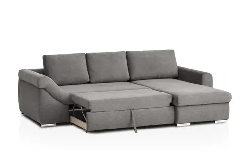 Ecksofa - 2-Sitzer, Ecke rechts inkl. Schlaffunktion mit Bettfunktion, Stoff, Ash