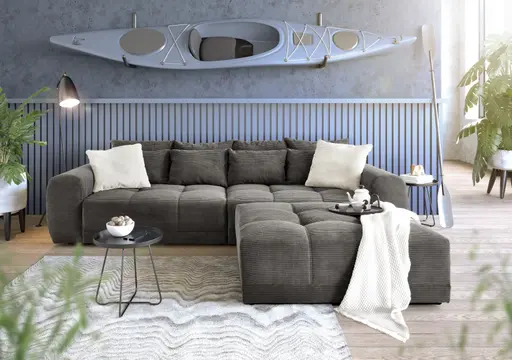 Hocker JANNI - Stoff, Grau