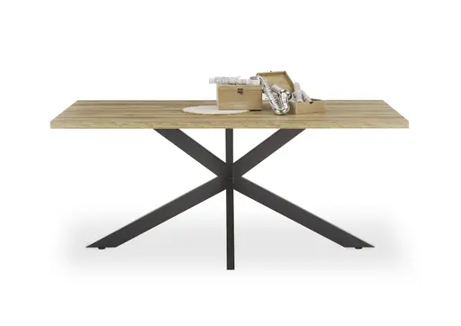 Esstisch - LB ca. 180x90 cm, Plankeneiche, Schwarz