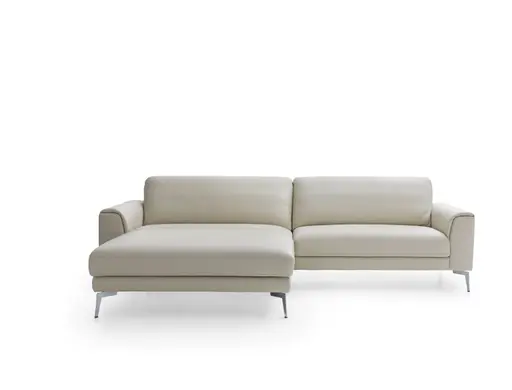 Ecksofa Enna - Longchair Links mit 1,5-Sitzer inklusive Relaxfunktion (motorisch), Leder, Ecru