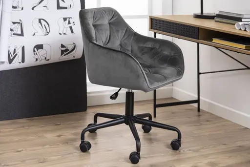 Schreibtischstuhl - höhenverstellbar, Samt, Dunkelgrau