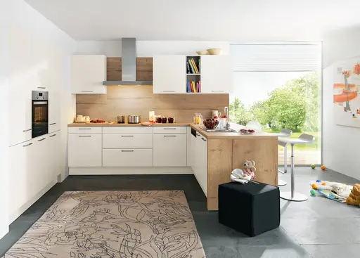 U-Küche 51.160 1 525, Muschleweiß Hochglanz