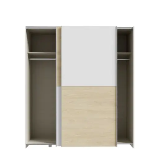 Schwebetürenschrank FREDDY- B ca. 170 cm, Weiß, Eiche Dekor