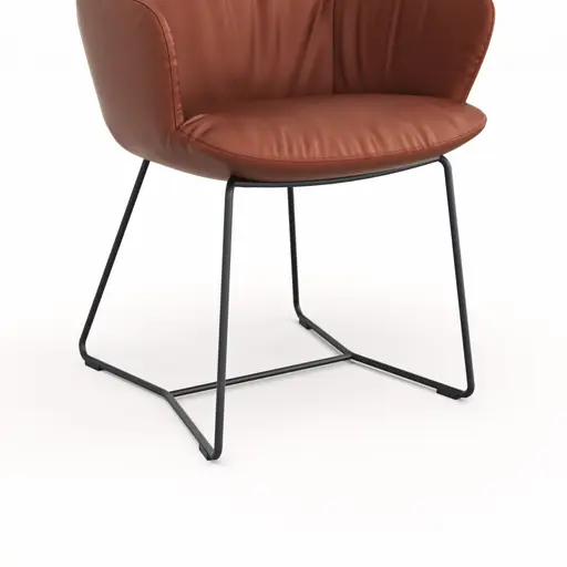 Armlehnstuhl Pegara - Leder, Rost, Kufe