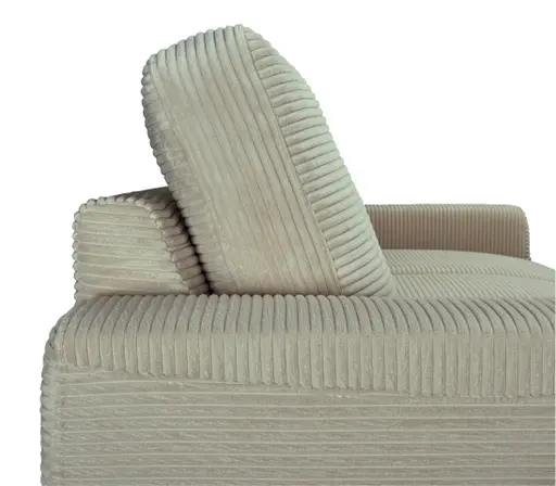 Ecksofa - 2-Sitzer, Ecke rechts inkl. Schlaffunktion und Bettkasten, Stoff, Creme