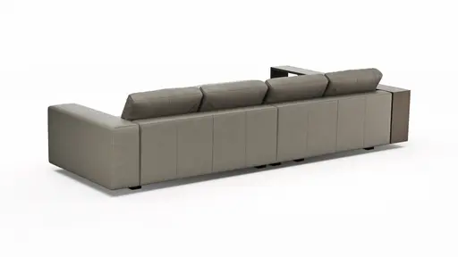 Ecksofa Aprino 1 - Longchair links mit 2,5-Sitzer, Leder, Grau