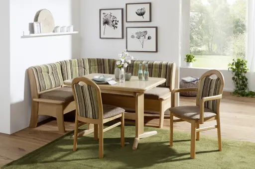 Eckbank - BT ca. 136x176 cm, Stoff, mehrfarbig, Grün-Braun