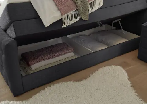 Boxspringbett- Liegefläche ca. 180x200 cm, Stoff, Schwarz