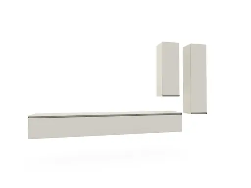 Wohnwand Venzone - B ca. 320 cm, Lack, Hellgrau