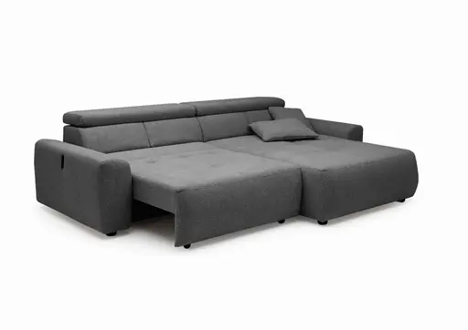Ecksofa JYTTE - Sofa 2-sitzig mit Longchair rechts, Stoff, Grau