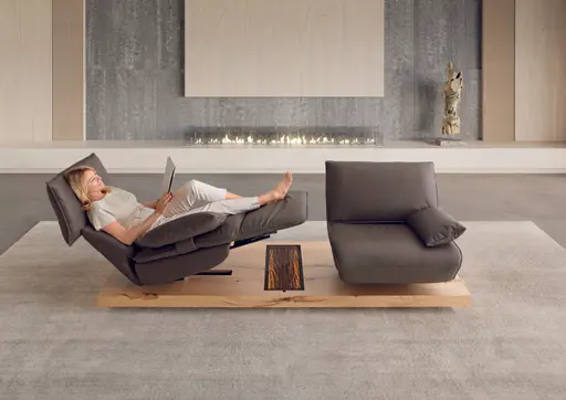 Sofa - 2-Sitzer, Relaxfunktion motorisch, Leder, Dunkelbraun