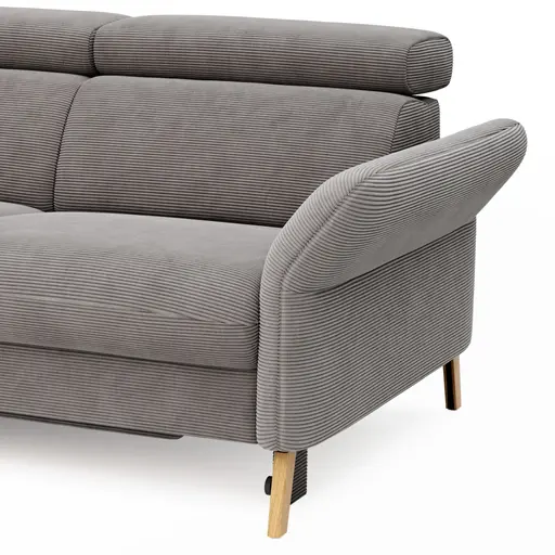 Sofa Maryville - Eckelement und Abschlussteil medium links mit 2,5-Sitzer, inkl. Schlaffunktion, Stauraum, Armlehne/Kopfteil verstellbar, Stoff, Grau