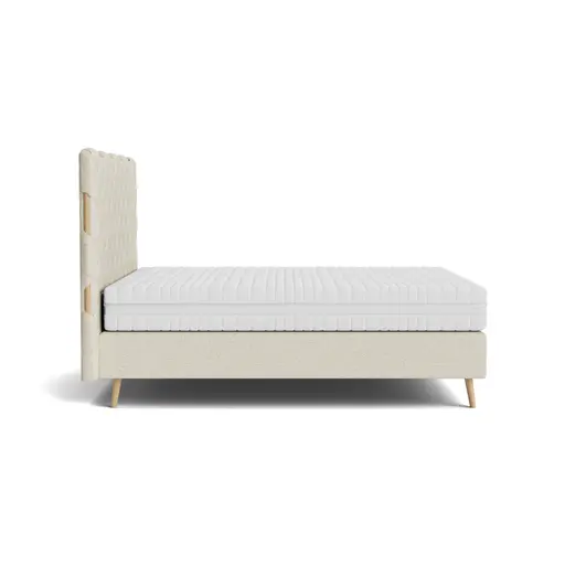 Boxspringbett Soria - Liegefläche ca. 180x200 cm, Stoff, Ecru