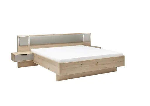 Bettanlage WANJA- Liegefläche ca. 180x200 cm, Eiche Dekor, Saharagrau