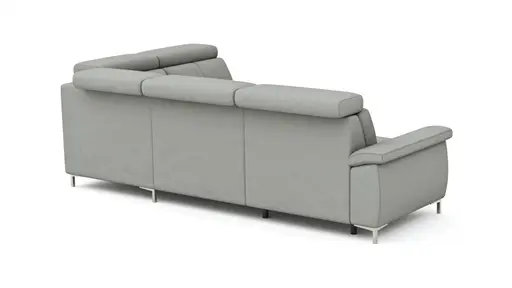 Ecksofa Cornella - 2-Sitzer mit Ecke rechts inkl. Relaxfunktion (motorisch) und Kopfteil verstellbar, Stoff, Hellgrau
