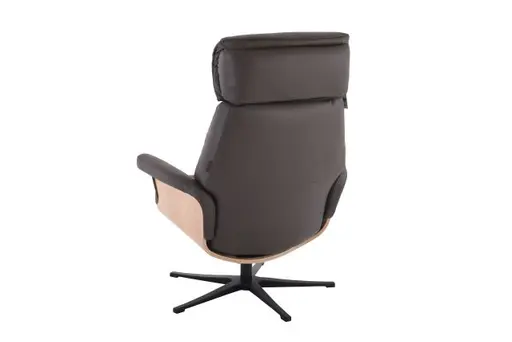 TV-Sessel MOANI mit Hocker - drehbar, Kopfteilverstellung, Leder, Dunkelbraun