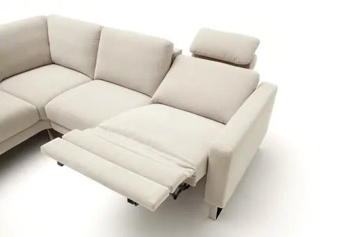 Ecksofa Anna - 2,5-Sitzer mit Ecke rechts inkl. Relaxfunktion (motorisch), Stoff, Beige