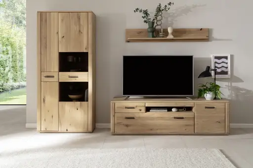 Wohnwand - Balkeneiche, massiv